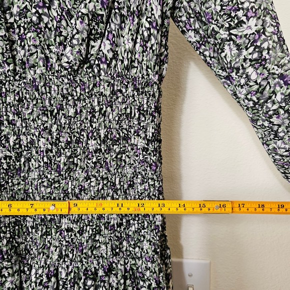 ASTR THE LABEL Asymmetrical Long Sleeve Smocked Ruffle Floral Maxi Dress Sz M - Picture 14 of 16